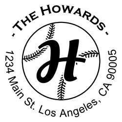 Outline baseball Script Round Letter H Monogram Stamp Sample